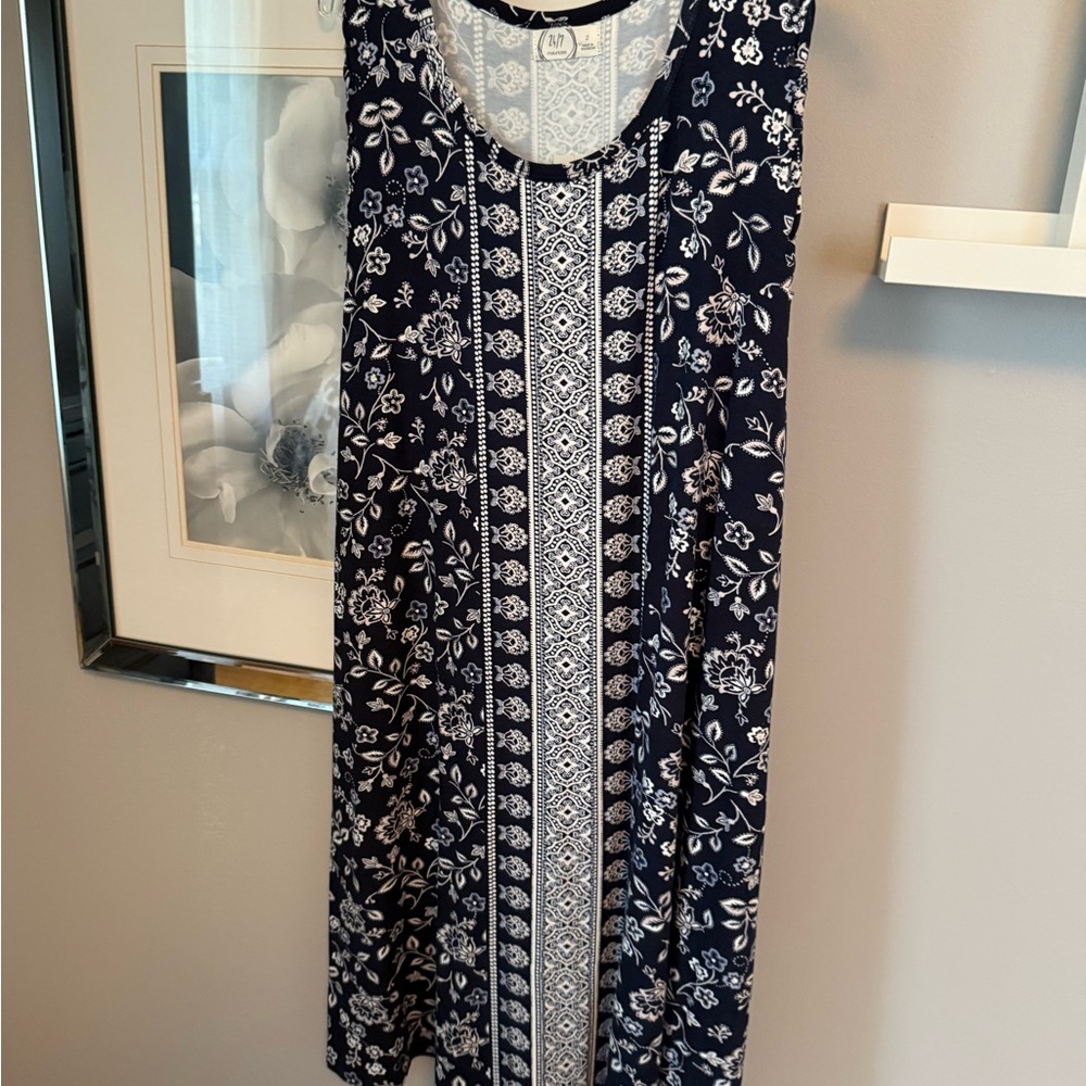 Maurices Navy and White Floral Midi Dress